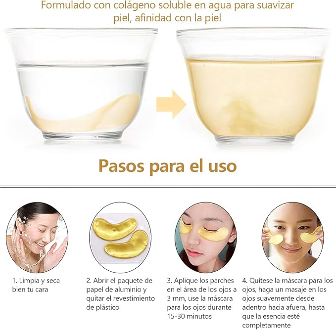 Parches para Ojos-Máscaras de colágeno de 24 K en polvo de oro