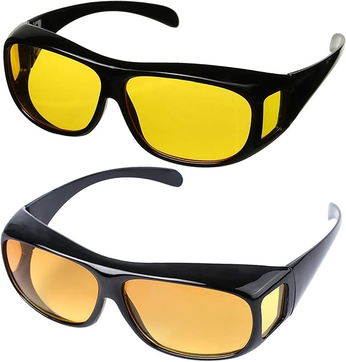 Juego de gafas de sol envolventes de visión nocturna HD, se adapta sobre tus lentes como se ve en la televisión